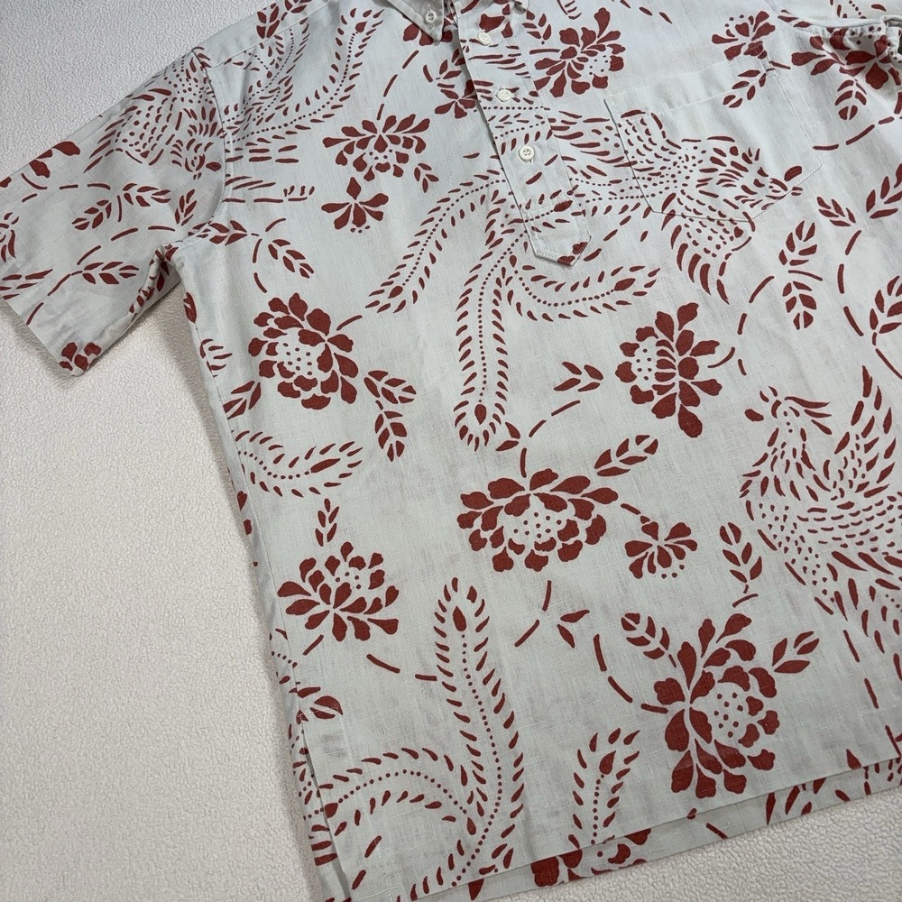 VTG Reyn‎ Spponer Polo Men's S Off-White Red Floral Phoenixes Pocket Button Down - Picture 7 of 13